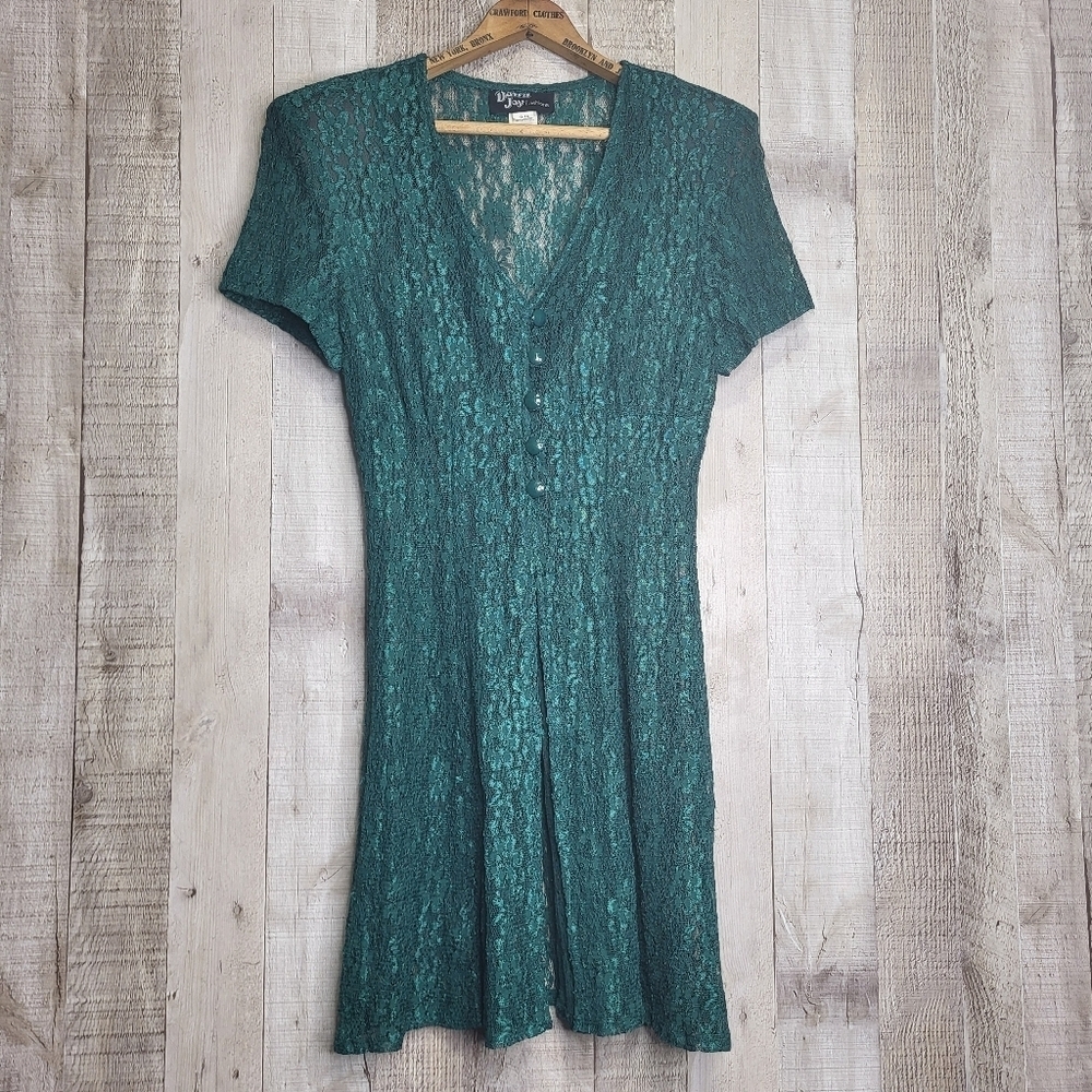 Dawn Joy Fashions Lace Dress Jacket Cover Up. Green